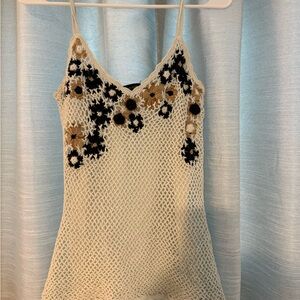 INC International Concepts Cream Crochet Floral Camisole vintage